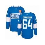 Men's Adidas Team Finland #64 Mikael Granlund Authentic Blue Away 2016 World Cup of Hockey Jersey