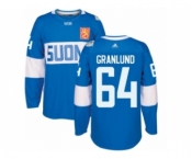 Men's Adidas Team Finland #64 Mikael Granlund Authentic Blue Away 2016 World Cup of Hockey Jersey