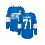 Men's Adidas Team Finland #71 Leo Komarov Premier Blue Away 2016 World Cup of Hockey Jersey