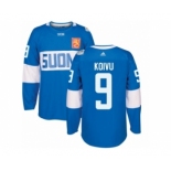 Men's Adidas Team Finland #9 Mikko Koivu Premier Blue Away 2016 World Cup of Hockey Jersey