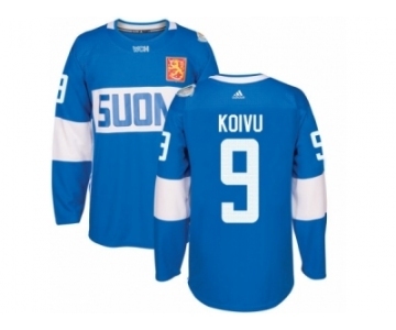 Men's Adidas Team Finland #9 Mikko Koivu Premier Blue Away 2016 World Cup of Hockey Jersey