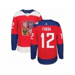 Men's Adidas Team Czech Republic #12 Radek Faksa Premier Red Away 2016 World Cup of Hockey Jersey