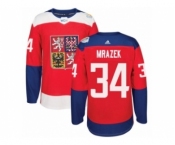 Men's Adidas Team Czech Republic #34 Petr Mrazek Premier Red Away 2016 World Cup of Hockey Jersey