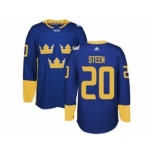 Men's Adidas Team Sweden #20 Alexander Steen Premier Royal Blue Away 2016 World Cup of Hockey Jersey