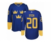 Men's Adidas Team Sweden #20 Alexander Steen Premier Royal Blue Away 2016 World Cup of Hockey Jersey