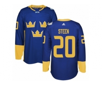 Men's Adidas Team Sweden #20 Alexander Steen Premier Royal Blue Away 2016 World Cup of Hockey Jersey