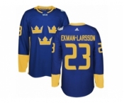 Men's Adidas Team Sweden #23 Oliver Ekman-Larsson Premier Royal Blue Away 2016 World Cup of Hockey Jersey