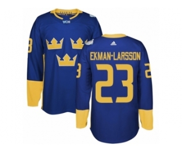 Men's Adidas Team Sweden #23 Oliver Ekman-Larsson Premier Royal Blue Away 2016 World Cup of Hockey Jersey