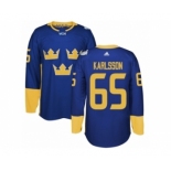 Men's Adidas Team Sweden #65 Erik Karlsson Premier Royal Blue Away 2016 World Cup of Hockey Jersey