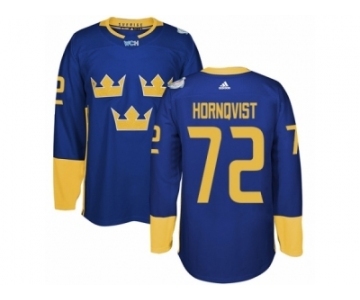 Men's Adidas Team Sweden #72 Patric Hornqvist Authentic Royal Blue Away 2016 World Cup of Hockey Jersey