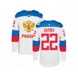 Men's Adidas Team Russia #22 Nikita Zaitsev Premier White Home 2016 World Cup of Hockey Jersey