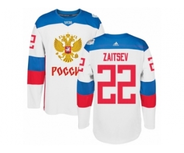 Men's Adidas Team Russia #22 Nikita Zaitsev Premier White Home 2016 World Cup of Hockey Jersey