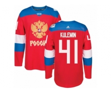 Men's Adidas Team Russia #41 Nikolay Kulemin Premier Red Away 2016 World Cup of Hockey Jersey