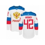 Men's Adidas Team Russia #42 Artem Anisimov Premier White Home 2016 World Cup of Hockey Jersey