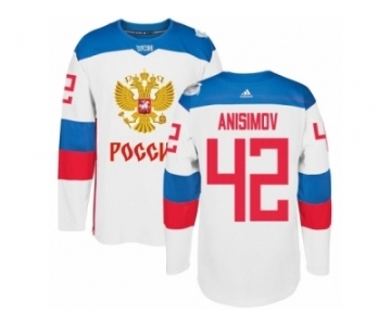 Men's Adidas Team Russia #42 Artem Anisimov Premier White Home 2016 World Cup of Hockey Jersey