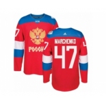 Men's Adidas Team Russia #47 Alexey Marchenko Authentic Red Away 2016 World Cup of Hockey Jersey