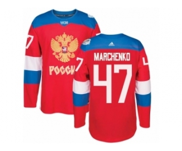 Men's Adidas Team Russia #47 Alexey Marchenko Authentic Red Away 2016 World Cup of Hockey Jersey