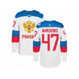 Men's Adidas Team Russia #47 Alexey Marchenko Authentic White Home 2016 World Cup of Hockey Jersey