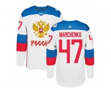 Men's Adidas Team Russia #47 Alexey Marchenko Authentic White Home 2016 World Cup of Hockey Jersey