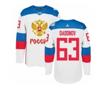 Men's Adidas Team Russia #63 Evgenii Dadonov Premier White Home 2016 World Cup of Hockey Jersey