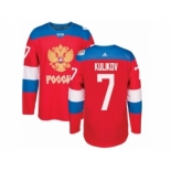 Men's Adidas Team Russia #7 Dmitri Kulikov Authentic Red Away 2016 World Cup of Hockey Jersey