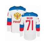 Men's Adidas Team Russia #71 Evgeni Malkin Authentic White Home 2016 World Cup of Hockey Jersey