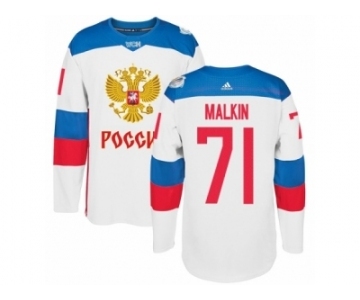 Men's Adidas Team Russia #71 Evgeni Malkin Authentic White Home 2016 World Cup of Hockey Jersey