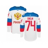 Men's Adidas Team Russia #74 Alexei Emelin Authentic White Home 2016 World Cup of Hockey Jersey