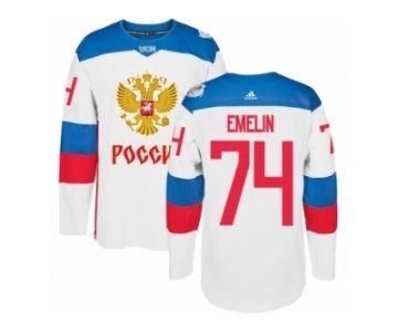 Men's Adidas Team Russia #74 Alexei Emelin Authentic White Home 2016 World Cup of Hockey Jersey