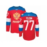 Men's Adidas Team Russia #77 Ivan Telegin Premier Red Away 2016 World Cup of Hockey Jersey