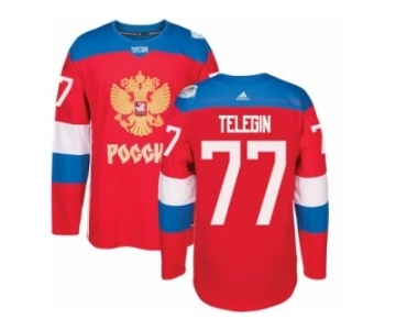 Men's Adidas Team Russia #77 Ivan Telegin Premier Red Away 2016 World Cup of Hockey Jersey