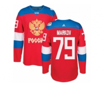 Men's Adidas Team Russia #79 Andrei Markov Premier Red Away 2016 World Cup of Hockey Jersey