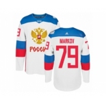 Men's Adidas Team Russia #79 Andrei Markov Premier White Home 2016 World Cup of Hockey Jersey