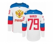 Men's Adidas Team Russia #79 Andrei Markov Premier White Home 2016 World Cup of Hockey Jersey