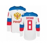 Men's Adidas Team Russia #8 Alexander Ovechkin Authentic White Home 2016 World Cup of Hockey Jersey