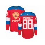 Men's Adidas Team Russia #88 Andrei Vasilevskiy Premier Red Away 2016 World Cup of Hockey Jersey