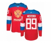 Men's Adidas Team Russia #89 Nikita Nesterov Authentic Red Away 2016 World Cup of Hockey Jersey