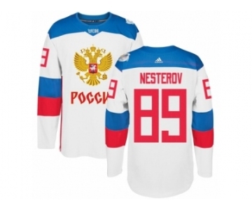 Men's Adidas Team Russia #89 Nikita Nesterov Authentic White Home 2016 World Cup of Hockey Jersey