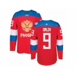 Men's Adidas Team Russia #9 Dmitry Orlov Authentic Red Away 2016 World Cup of Hockey Jersey