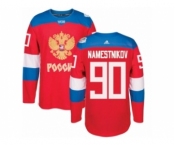 Men's Adidas Team Russia #90 Vladislav Namestnikov Authentic Red Away 2016 World Cup of Hockey Jersey