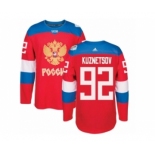 Men's Adidas Team Russia #92 Evgeny Kuznetsov Authentic Red Away 2016 World Cup of Hockey Jersey