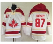 Team CA. #87 Sidney Crosby White Sawyer Hooded Sweatshirt 2016 World Cup Stitched NHL Jersey