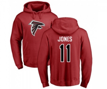 Football Atlanta Falcons #11 Julio Jones Red Name & Number Logo Pullover Hoodie