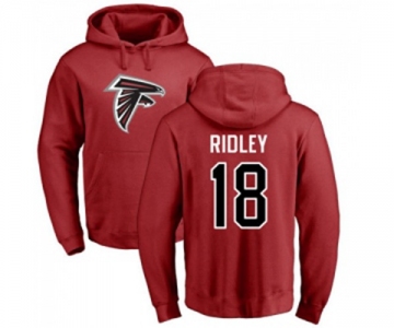 Football Atlanta Falcons #18 Calvin Ridley Red Name & Number Logo Pullover Hoodie