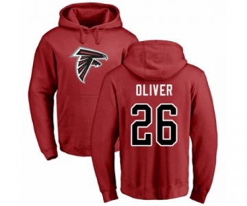 Football Atlanta Falcons #26 Isaiah Oliver Red Name & Number Logo Pullover Hoodie