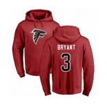 Football Atlanta Falcons #3 Matt Bryant Red Name & Number Logo Pullover Hoodie