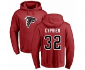 Football Atlanta Falcons #32 Johnathan Cyprien Red Name & Number Logo Pullover Hoodie