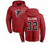 Football Atlanta Falcons #32 Qadree Ollison Red Name & Number Logo Pullover Hoodie