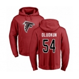 Football Atlanta Falcons #54 Foye Oluokun Red Name & Number Logo Pullover Hoodie