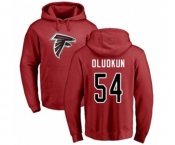 Football Atlanta Falcons #54 Foye Oluokun Red Name & Number Logo Pullover Hoodie